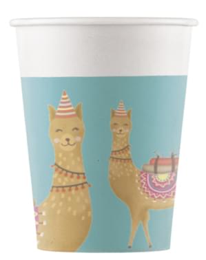 8 vasos de plástico de cactus y llama