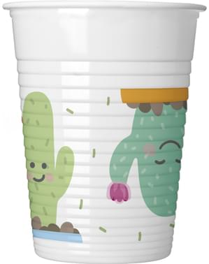 Set 8 glas i plast roliga kaktusar