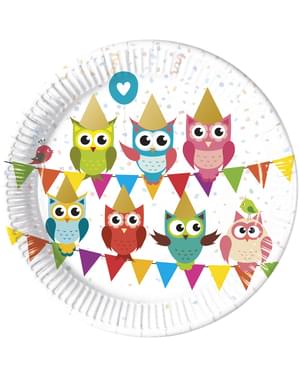 Set 8 piring Fun Owls