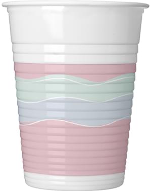 8 vasos de plástico de elegante tonos pastel