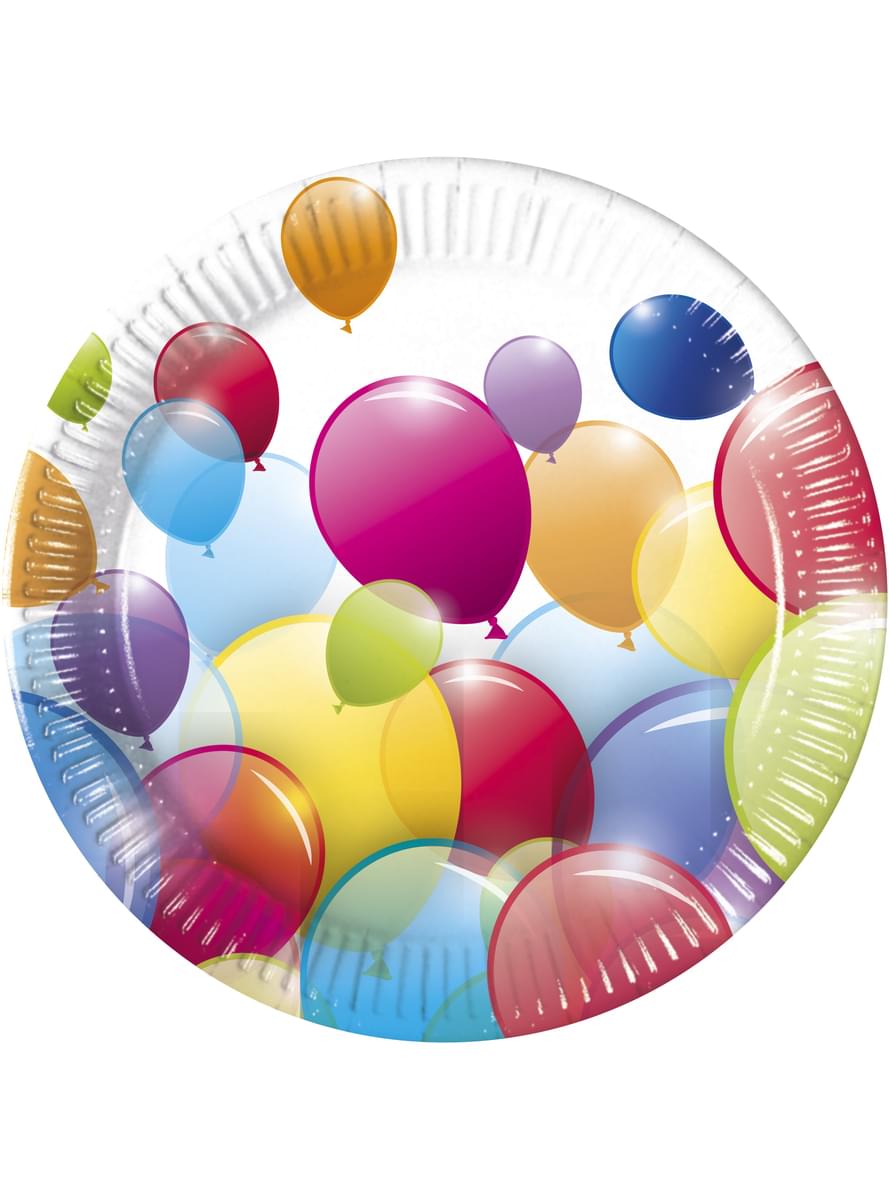 8 Kleurrijke Ballonnen borden (20 cm)