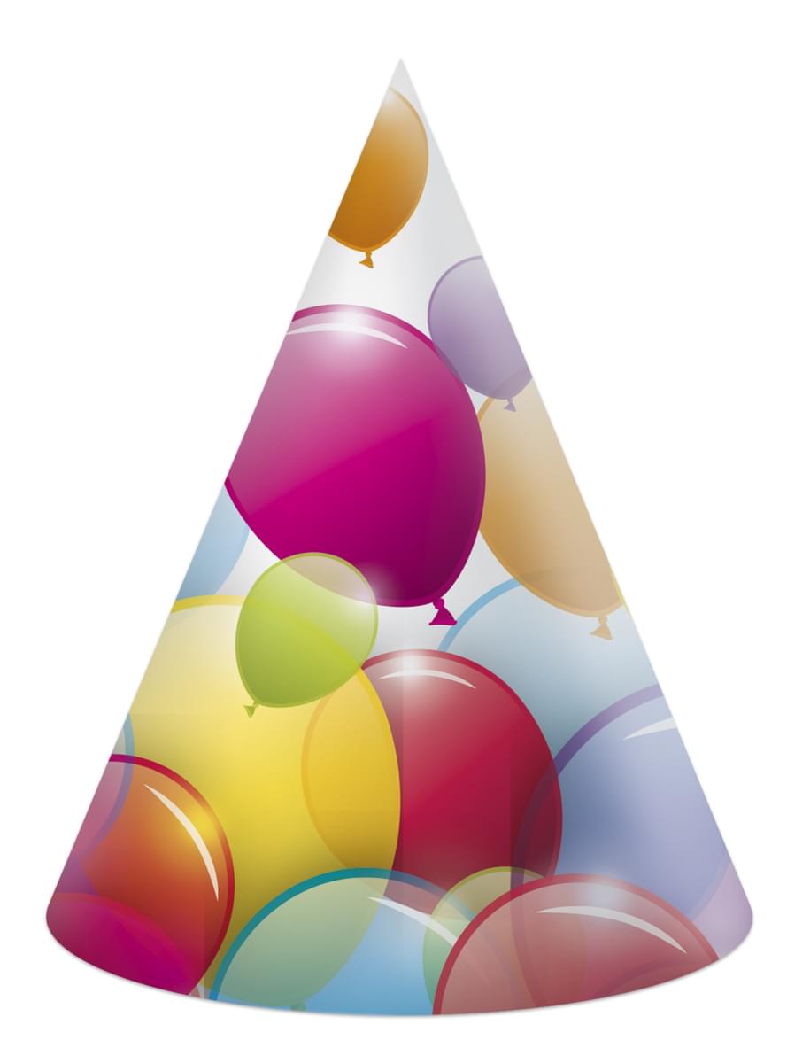 Sæt af 6 varierede farverige ballon papirs hatte