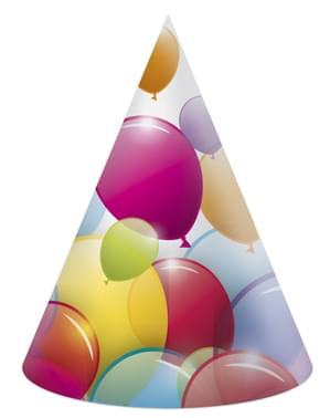 Set 6 olika Partyhattar i papp regnbågs ballonger