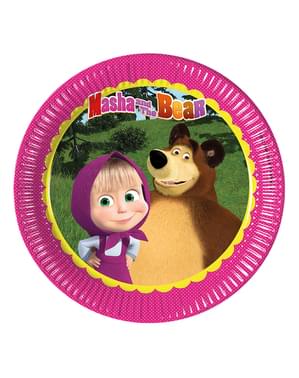 Sett med 8 Masha og Bjørnen papir tallerken