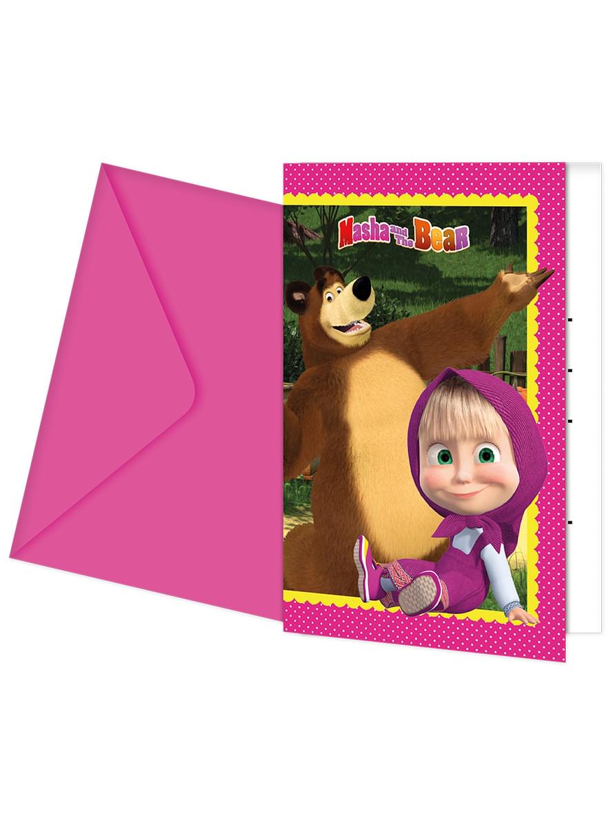 6 invitaciones de Masha y el Oso