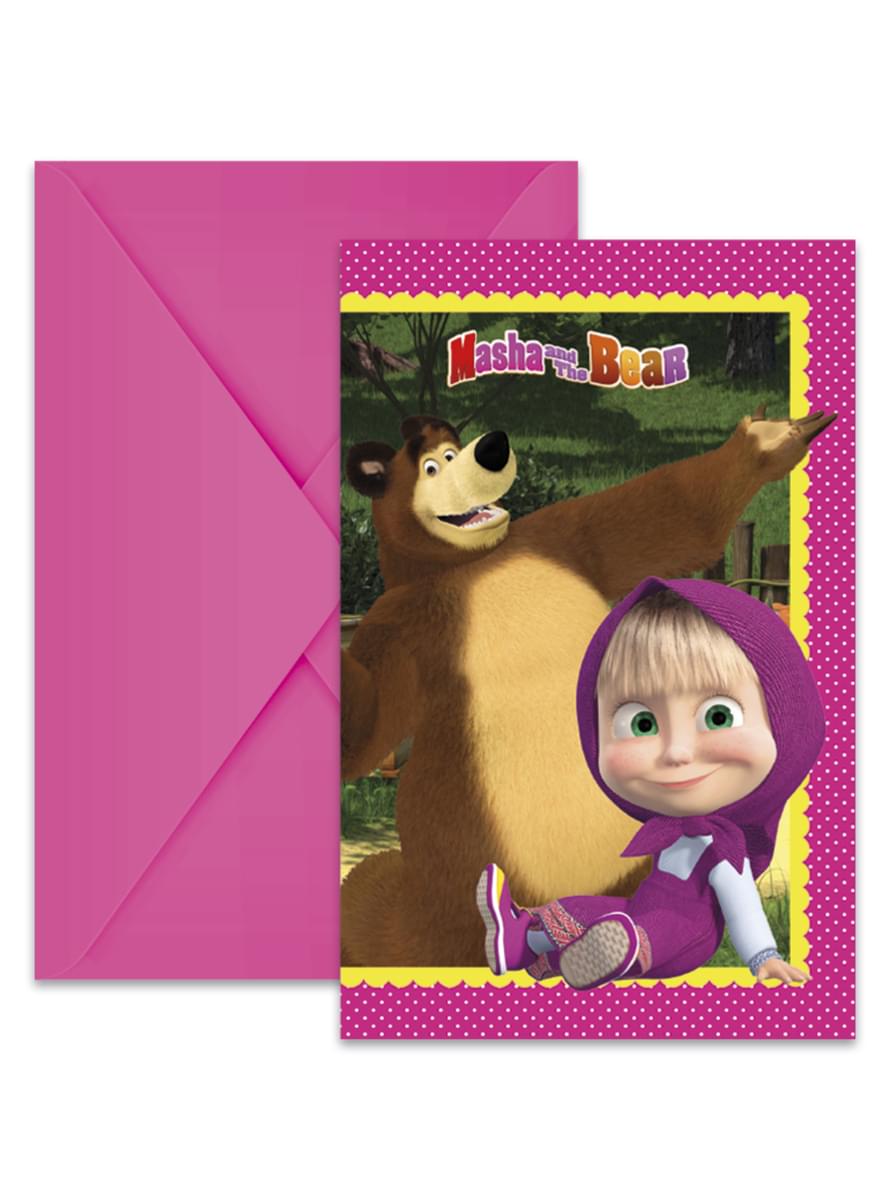 6 invitations Macha et l'ours