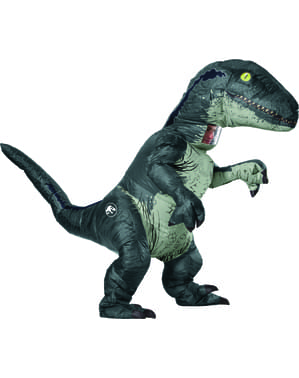 Oppblåsbar Blå Velociraptor Dinosaur Kostyme til Voksne - Jurassic World