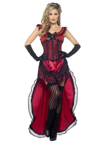 Deluxe Red Saloon Gal Adult Costume. Express delivery | Funidelia