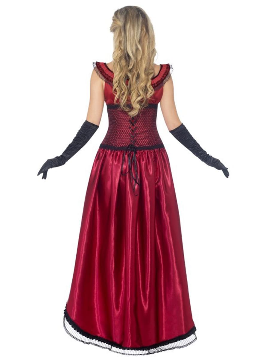 Fato de dama de bordel vermelho Deluxe
