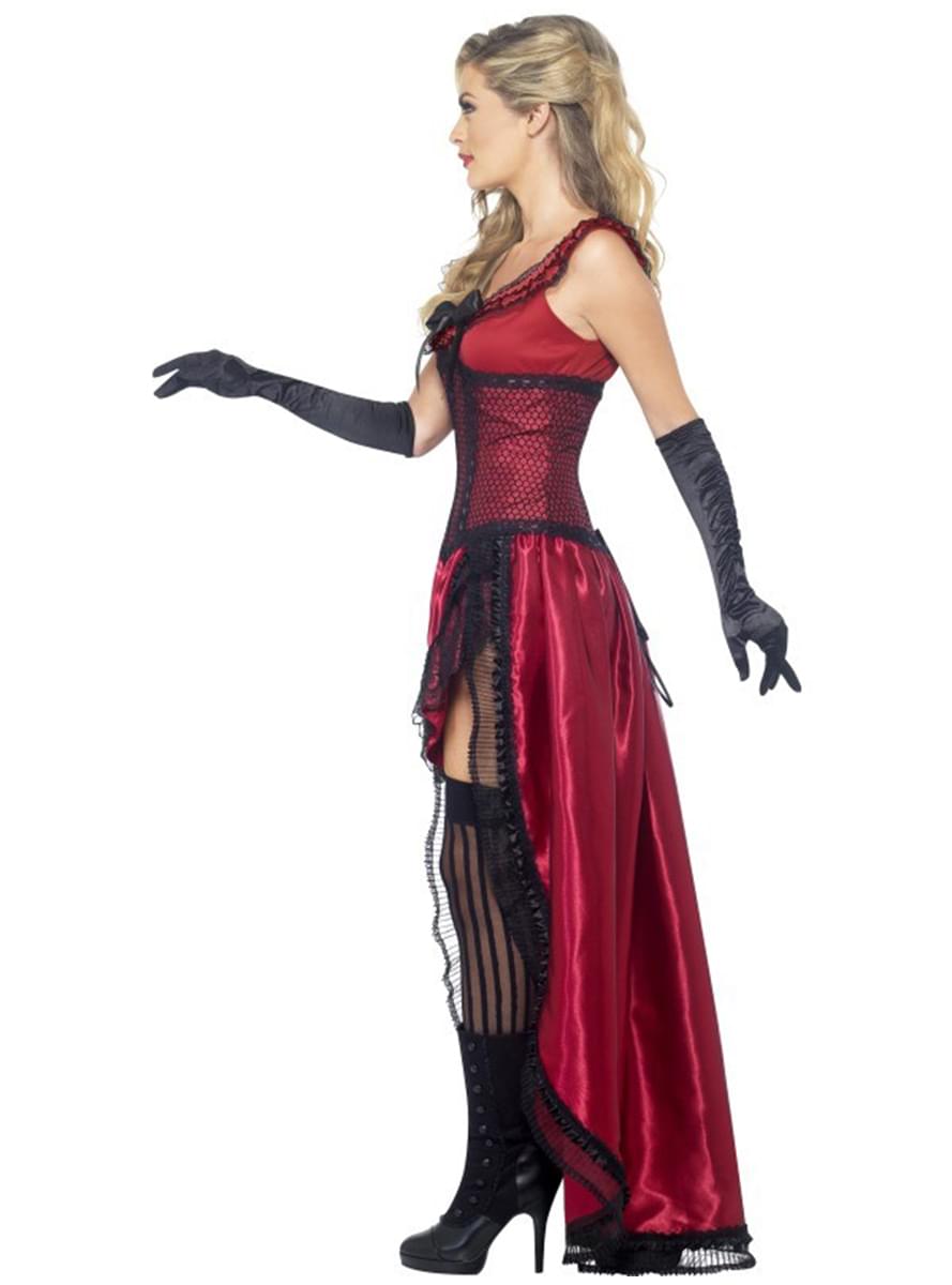 Fato de dama de bordel vermelho Deluxe