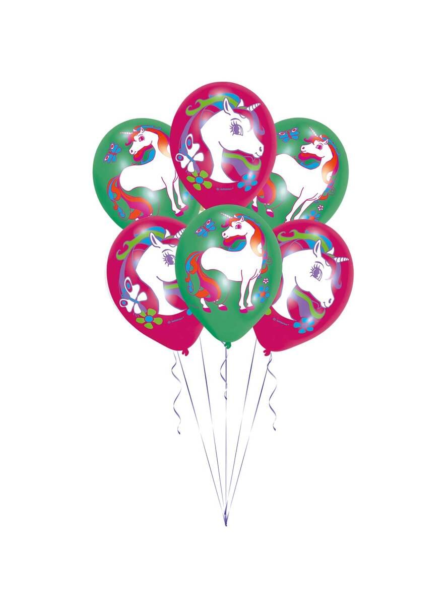 6 verschillende latex eenhoorn ballonnen voor kindere (27 cm) - Rainbow Unicorn