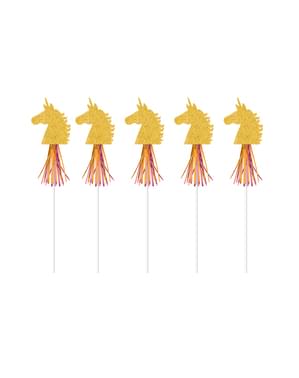 Набор из 6 декоративных зубочисток с золотыми единорогами