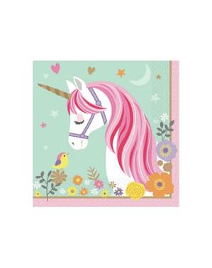 16 Serviettes en papier de princesse licorne