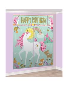 Kit de decoração de festa de 17 peças de princesa unicórnio