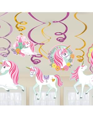 Kit de 12 decorações pingentes de princesa de unicórnio - Pretty Unicorn