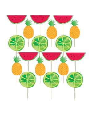 Sæt af 24 tutti frutti tandstikker