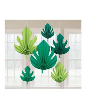 6 hangende gevarieerde decoratieve palmboom bladeren