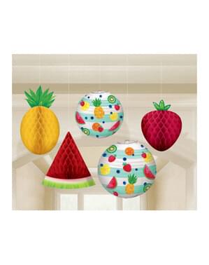 5 hanging tutti fruti decoration set