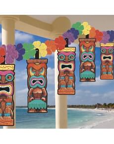 Tiki Hawaii banner with flowers