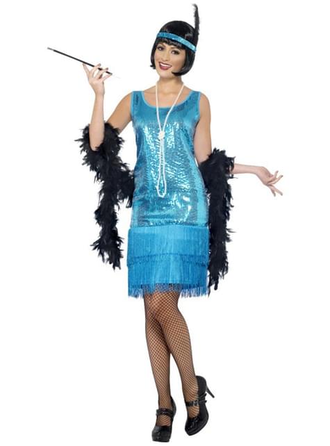 Fato de Charleston azul para mulher