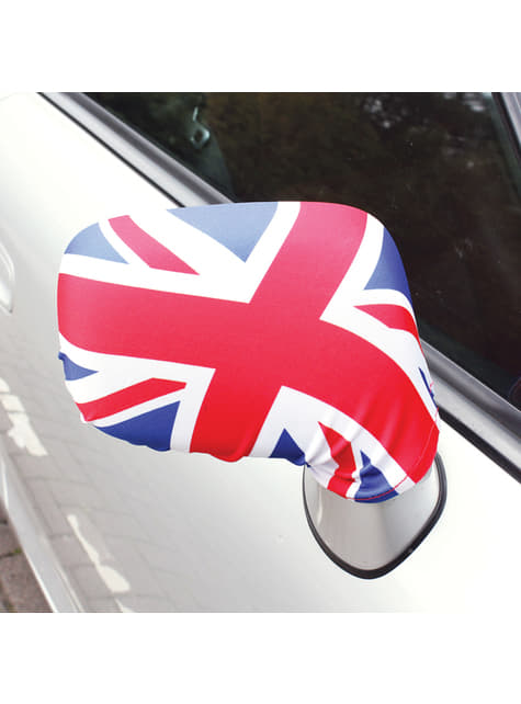 イギリスの旗が付いている2つの裏側ミラーカバーのセット