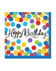 16 colourful polka dots napkins