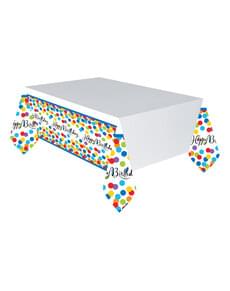 Nappe happy birthday pois en couleurs