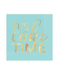 Set of 16 It's Cake Time drinks napkins
