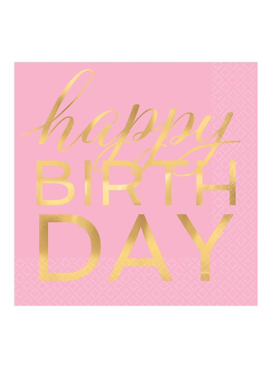 16-teiliges Happy Birthday Servietten Setngold