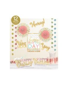 Kit de decoração para quarto happy birthday