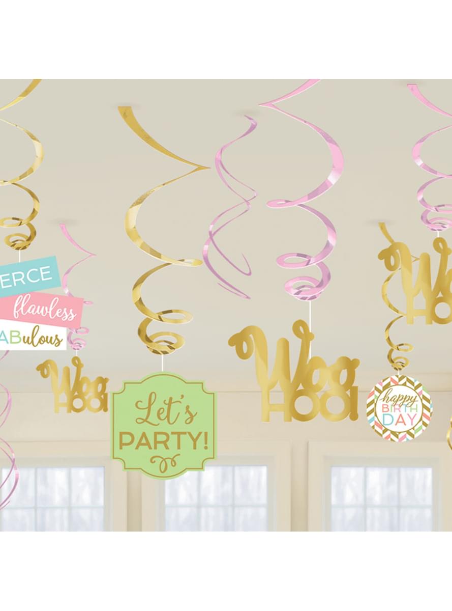 Kit di 12 decorazioni pendenti happy birthday