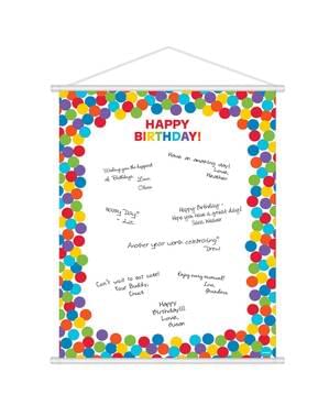 Poster de firmas con lunares de colores