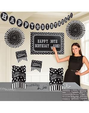 Kit de decoración cumpleaños negro blanco y negro