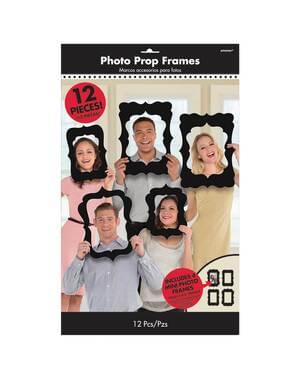 Set de 12 accesorii rame diverse pentru photobooth negre