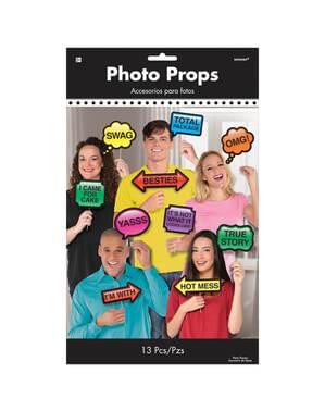 Set de 13 accesorii pentru photobooth mesaje personalizate