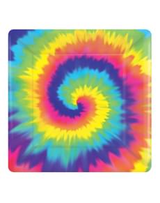 Set of 8 Hippie square plates