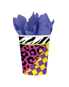 8 gobelets en papier pour soirée années 80