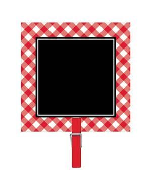 8 blackboard posters with mini red and white pegs