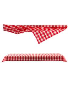 Red and white plaid table cloth roll