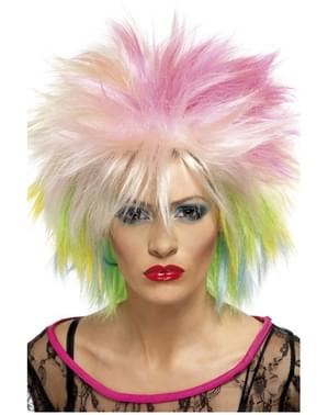 Parrucca anni 80 multicolore per donna