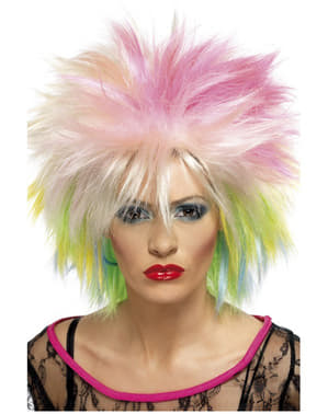 Різнокольорова перука в стилі 80-х для жінок