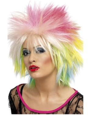 Parrucca anni 80 multicolore per donna