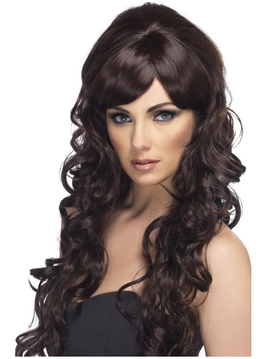 Long Brown Curly Wig 