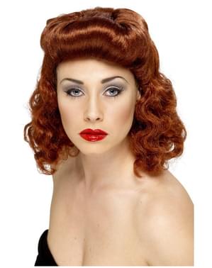 Pruik roodbruin krullend pin up