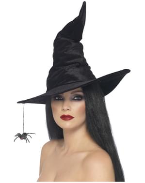 Chapéu de bruxa preto com aranha