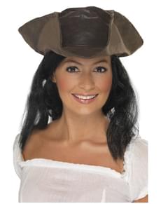 Chapéu de pirata com aspeto de couro castanho