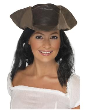 Sombrero de pirata con aspecto de cuero marrón