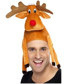 Chapéu de rena sentada na tua cabeça