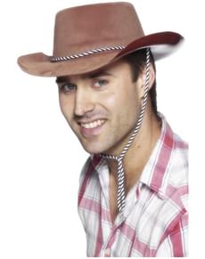 Chapéu de cowboy castanho estilo suede