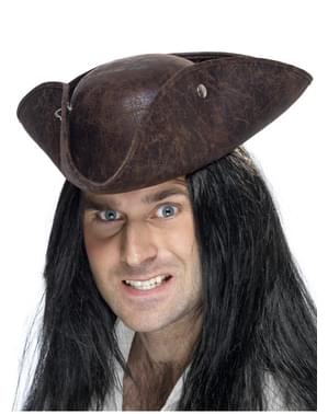 Cappello pirata a tre punte marrone